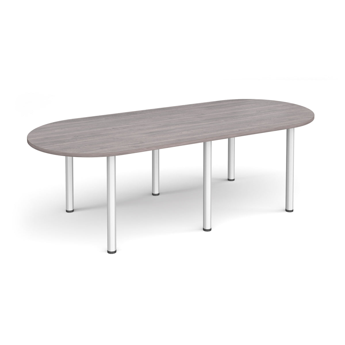 Radial end meeting table 2400mm x 1000mm with 6 silver radial legs - Grey Oak - view 1