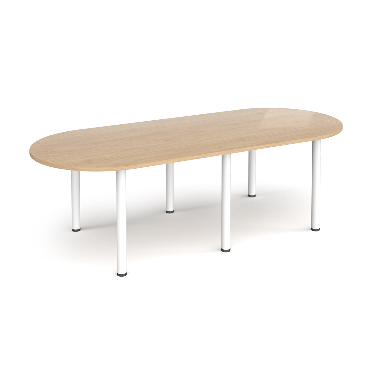 Radial end meeting table 2400mm x 1000mm with 6 white radial legs - Kendal Oak - view 1