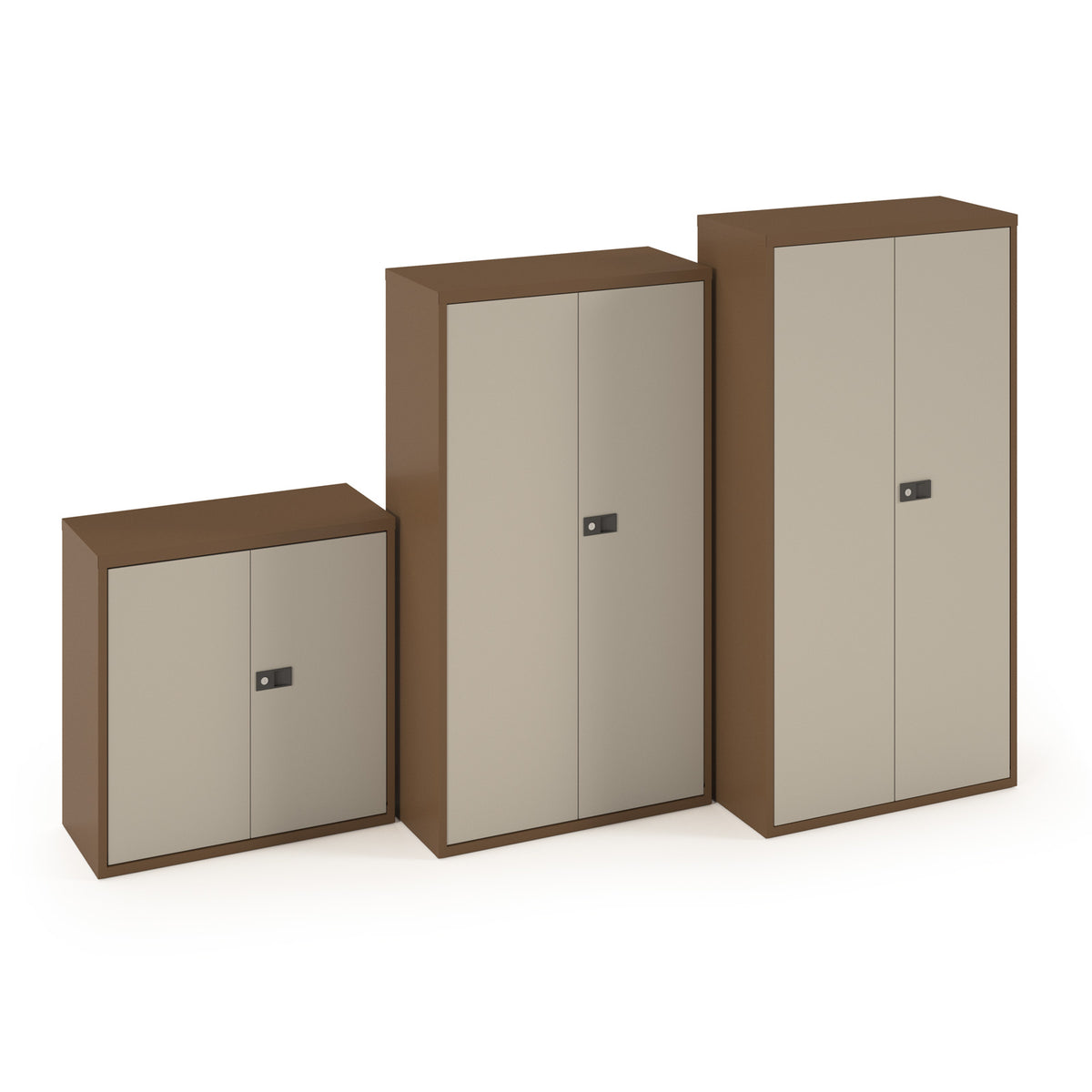 Steel contract cupboard with 1 shelf 1000mm high - coffee/cream - view 4