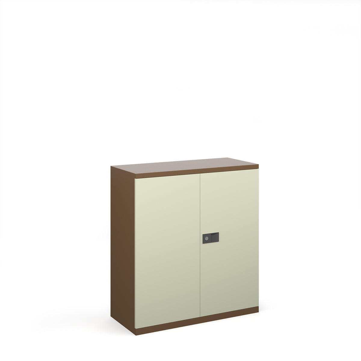Steel contract cupboard with 1 shelf 1000mm high - coffee/cream - view 1