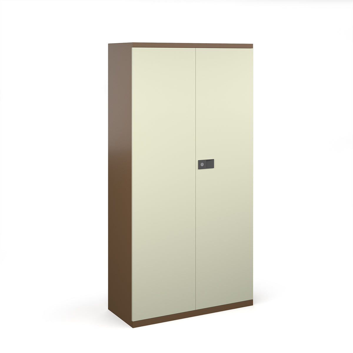 Steel contract cupboard with 3 shelves 1806mm high - coffee/cream - view 1