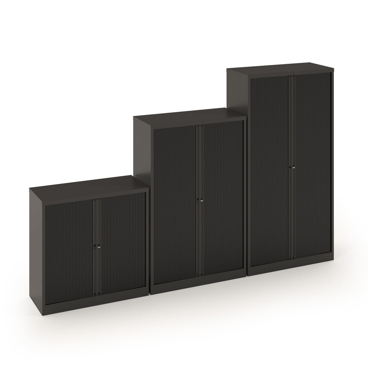 Bisley systems storage low tambour cupboard 1000mm high - black - view 4