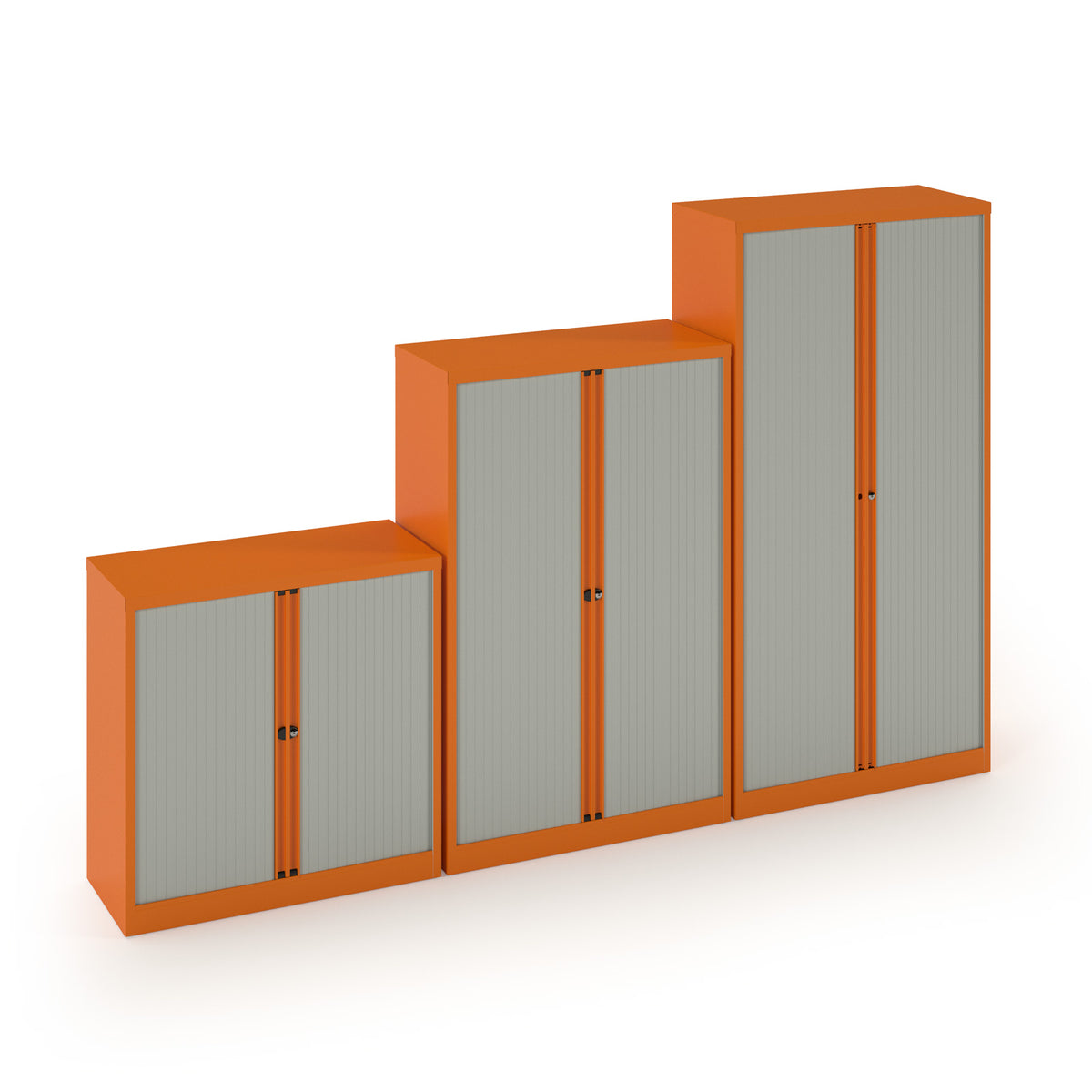 Bisley systems storage low tambour cupboard 1000mm high - orange - view 4