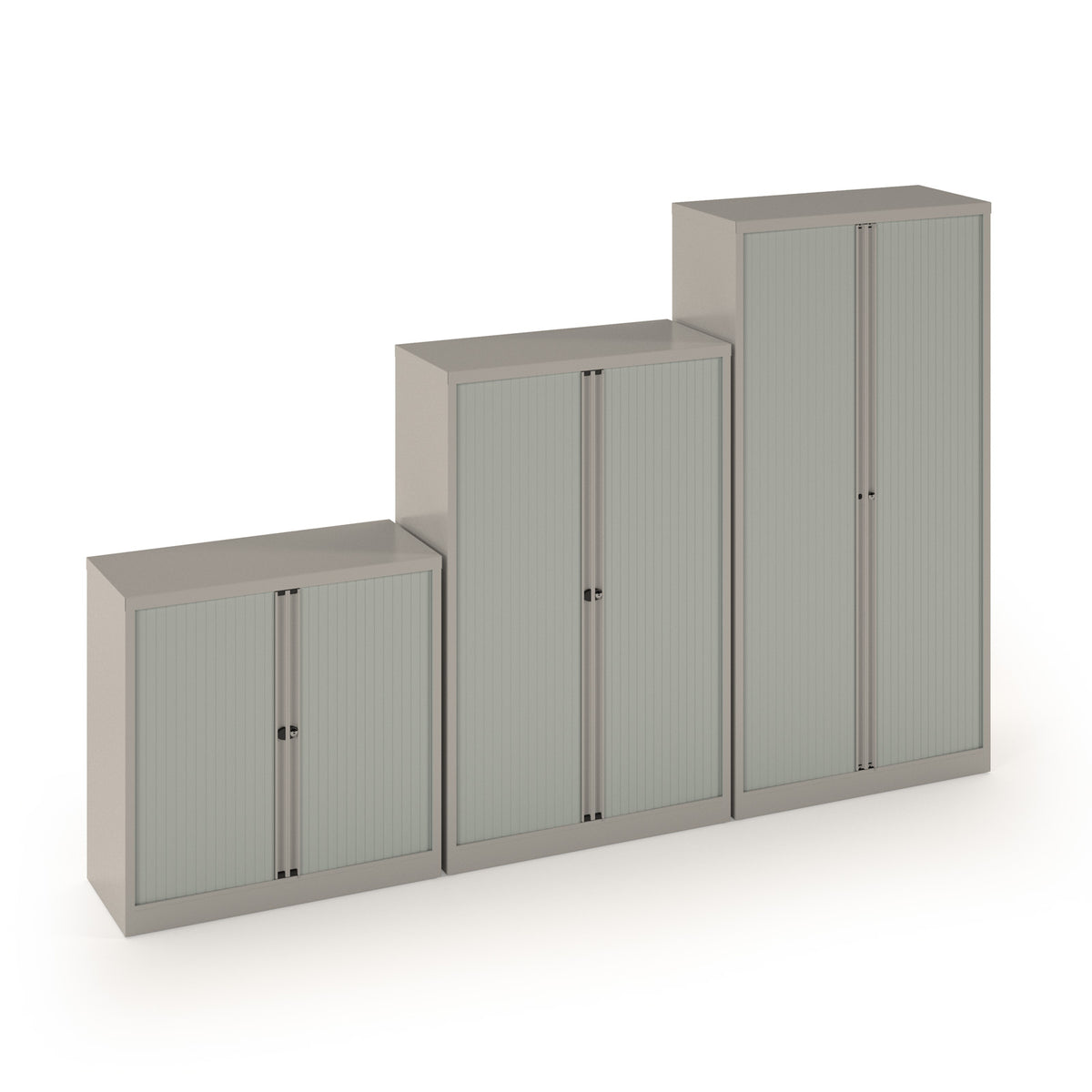 Bisley systems storage low tambour cupboard 1000mm high - silver - view 4