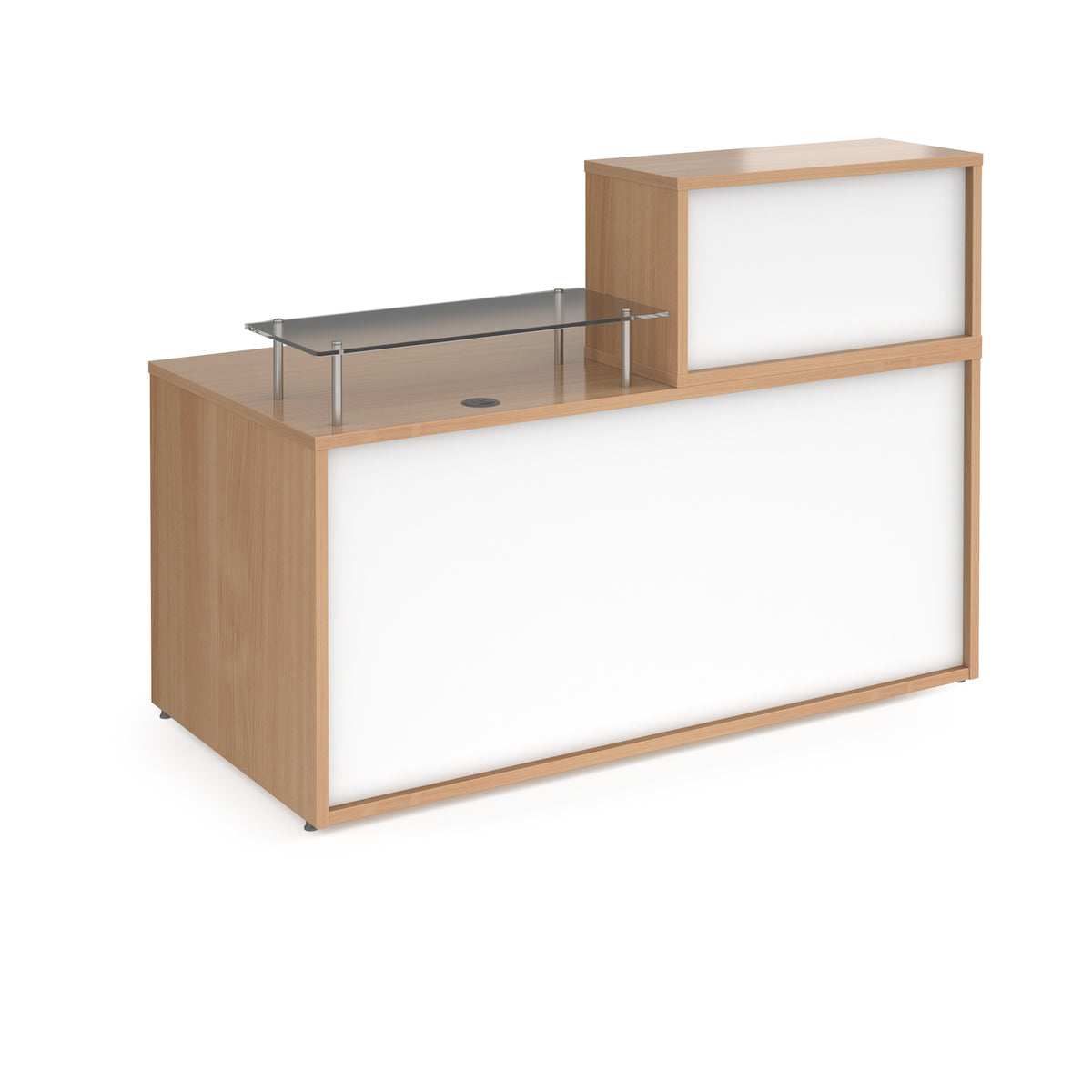 Denver medium straight complete reception unit - Beech with white panels - view 1