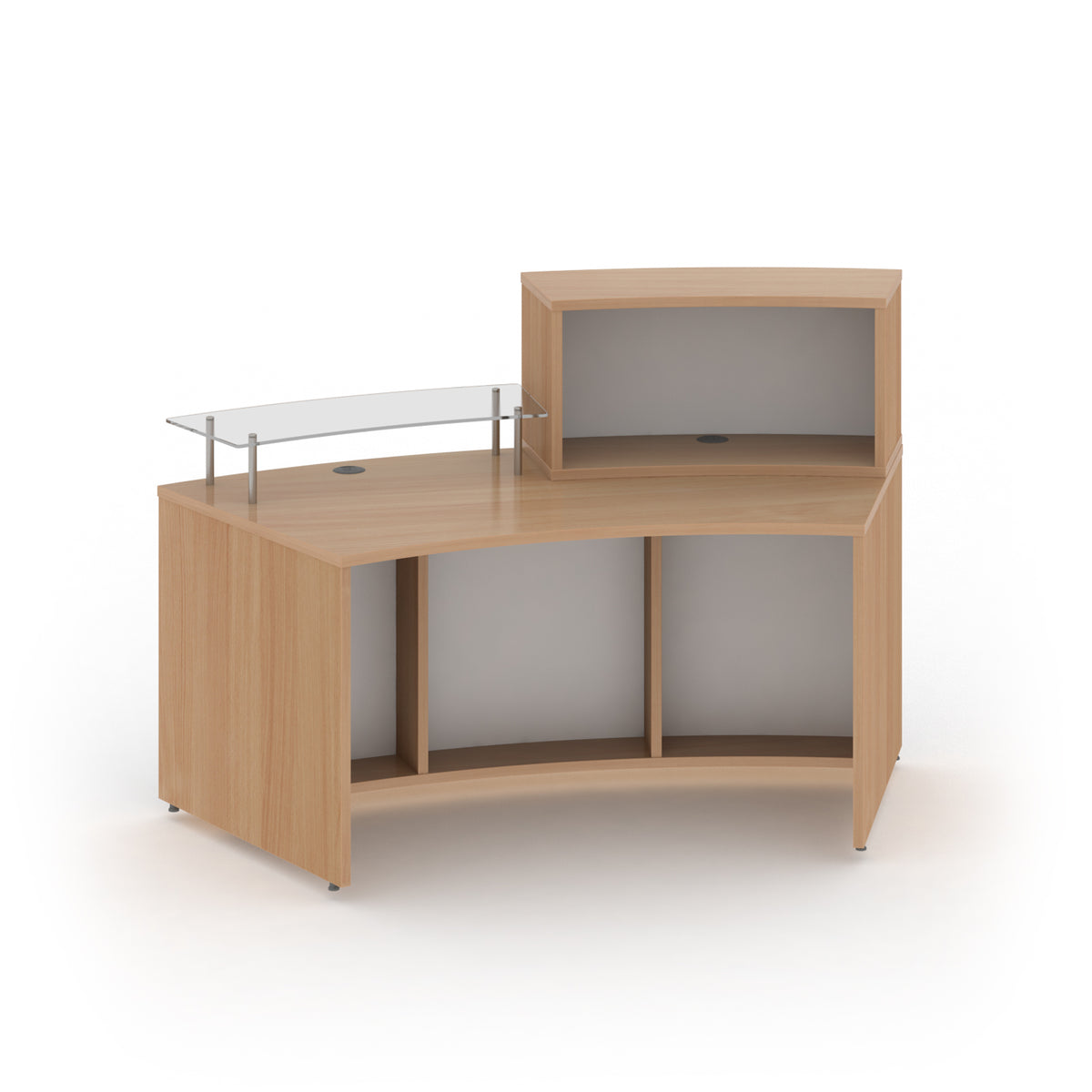 Denver medium curved complete reception unit - Beech with white panels - view 2