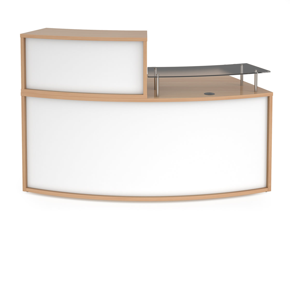 Denver medium curved complete reception unit - Beech with white panels - view 1