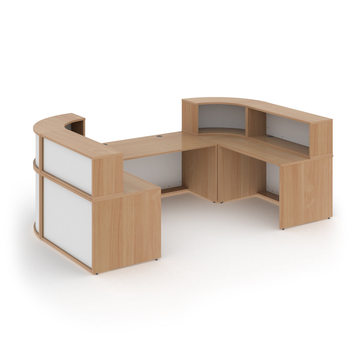 Denver extra large U-shaped complete reception unit - Beech with white panels - view 2