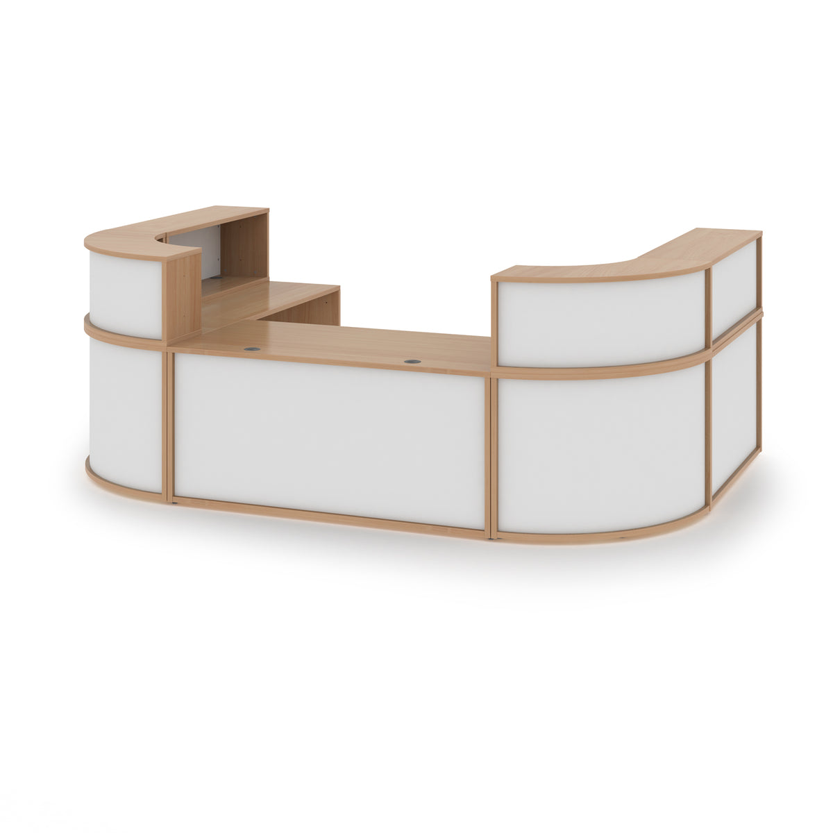 Denver extra large U-shaped complete reception unit - Beech with white panels - view 1