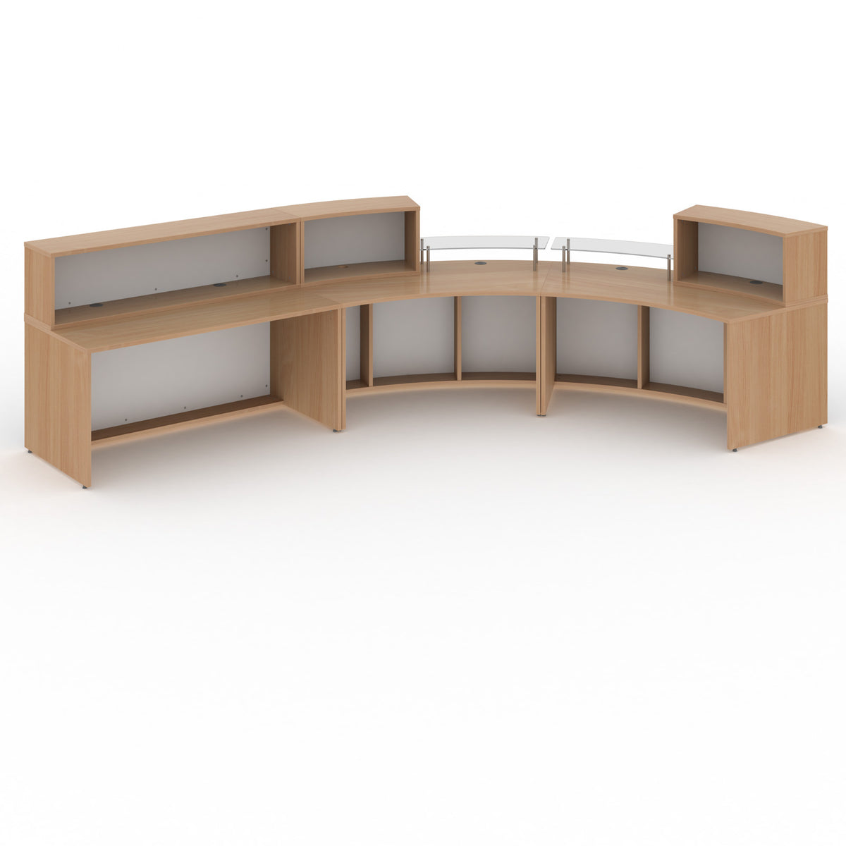 Denver extra large curved complete reception unit - Beech with white panels - view 2