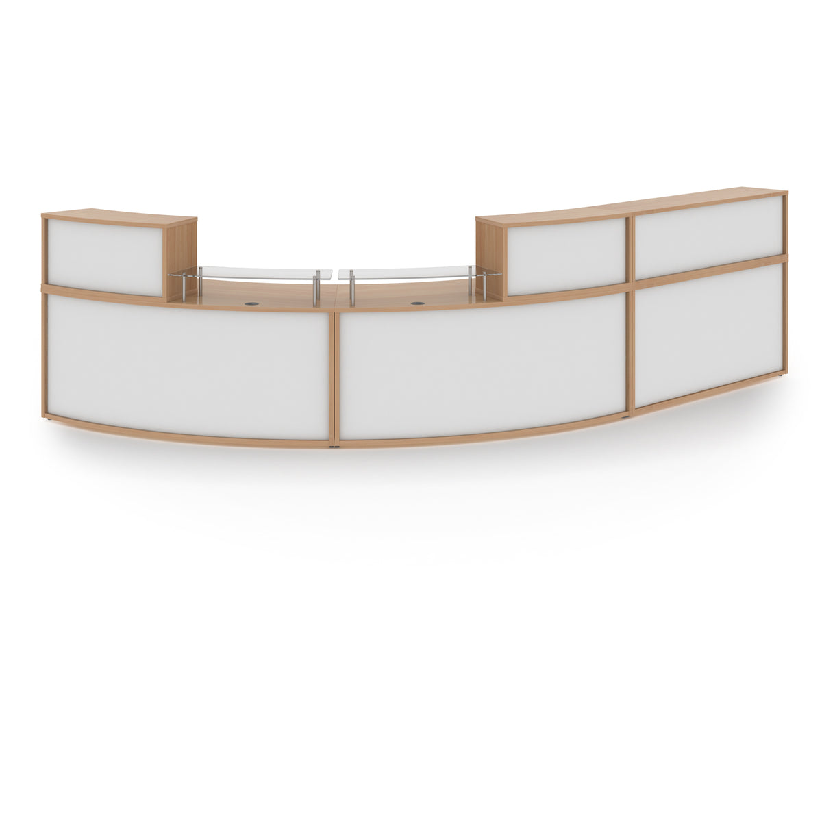 Denver extra large curved complete reception unit - Beech with white panels - view 1