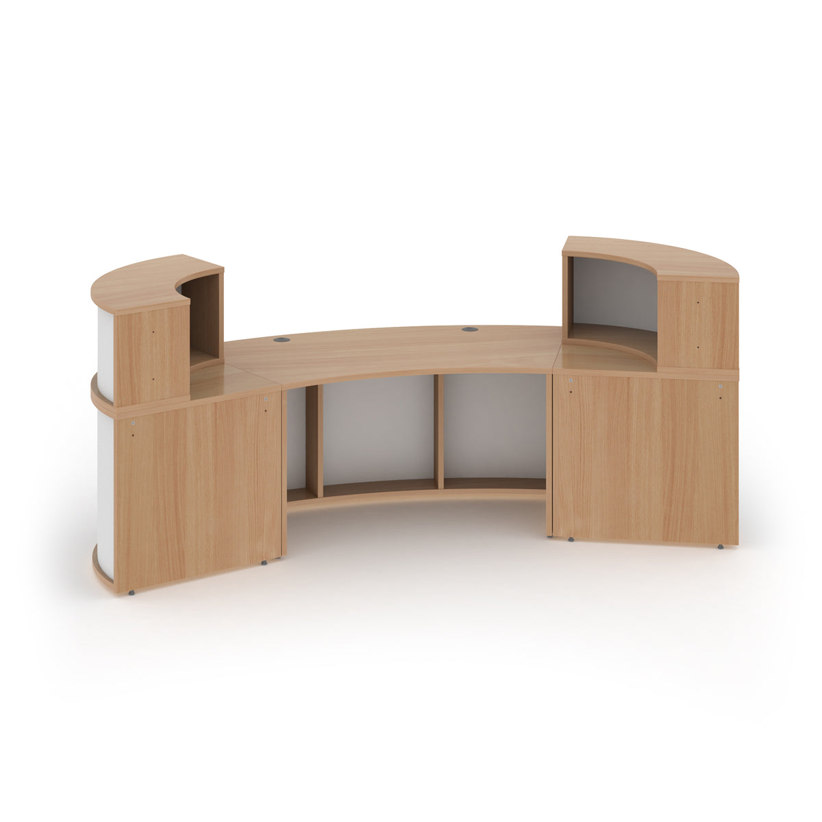 Denver large curved complete reception unit - Beech with white panels - view 2