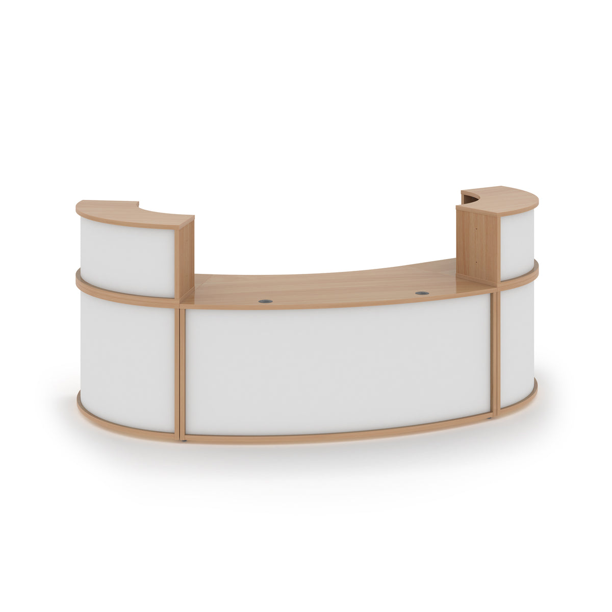 Denver large curved complete reception unit - Beech with white panels - view 1