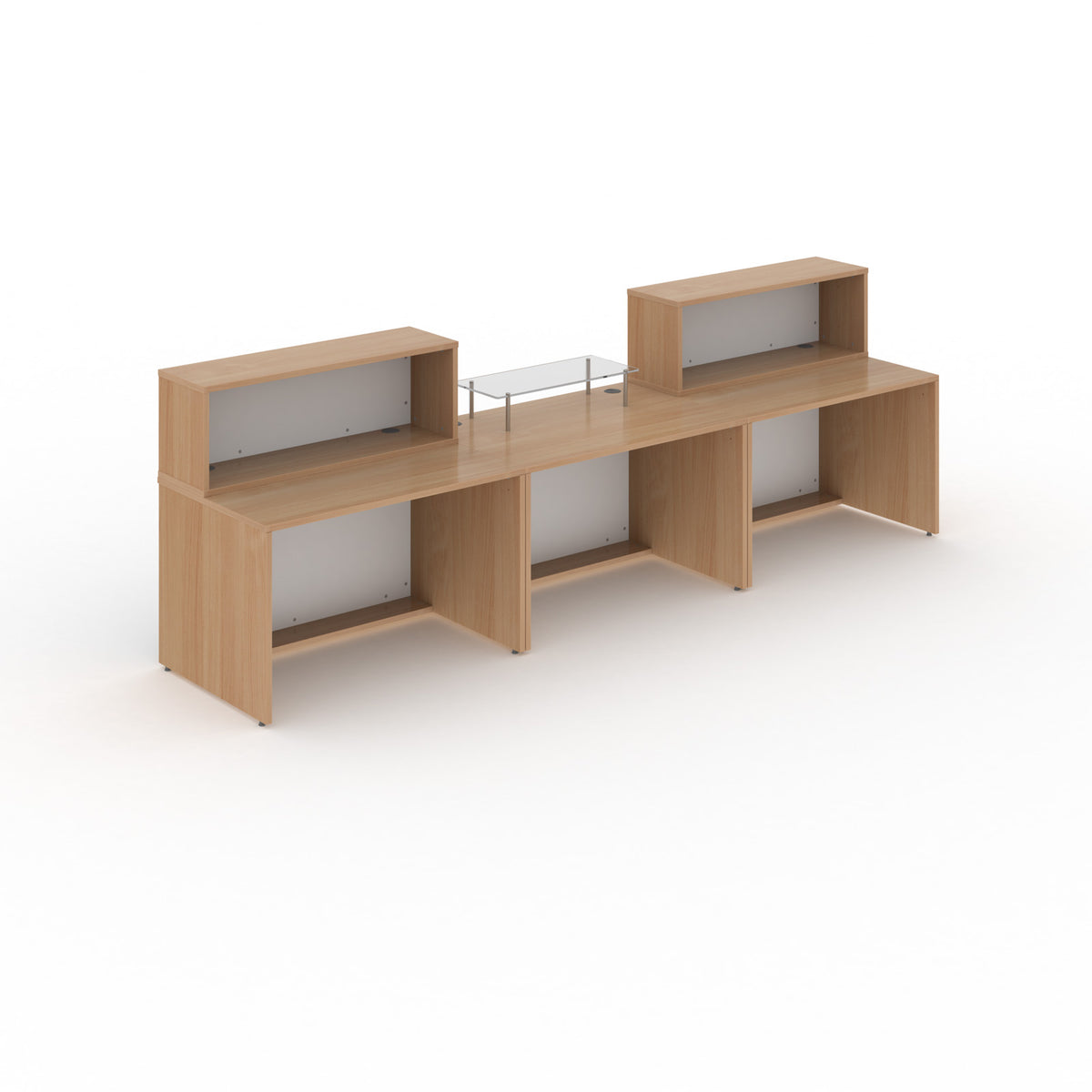 Denver large straight complete reception unit - Beech with white panels - view 2
