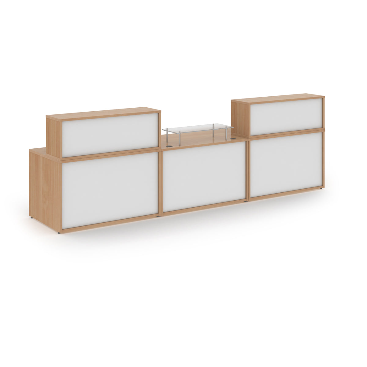 Denver large straight complete reception unit - Beech with white panels - view 1
