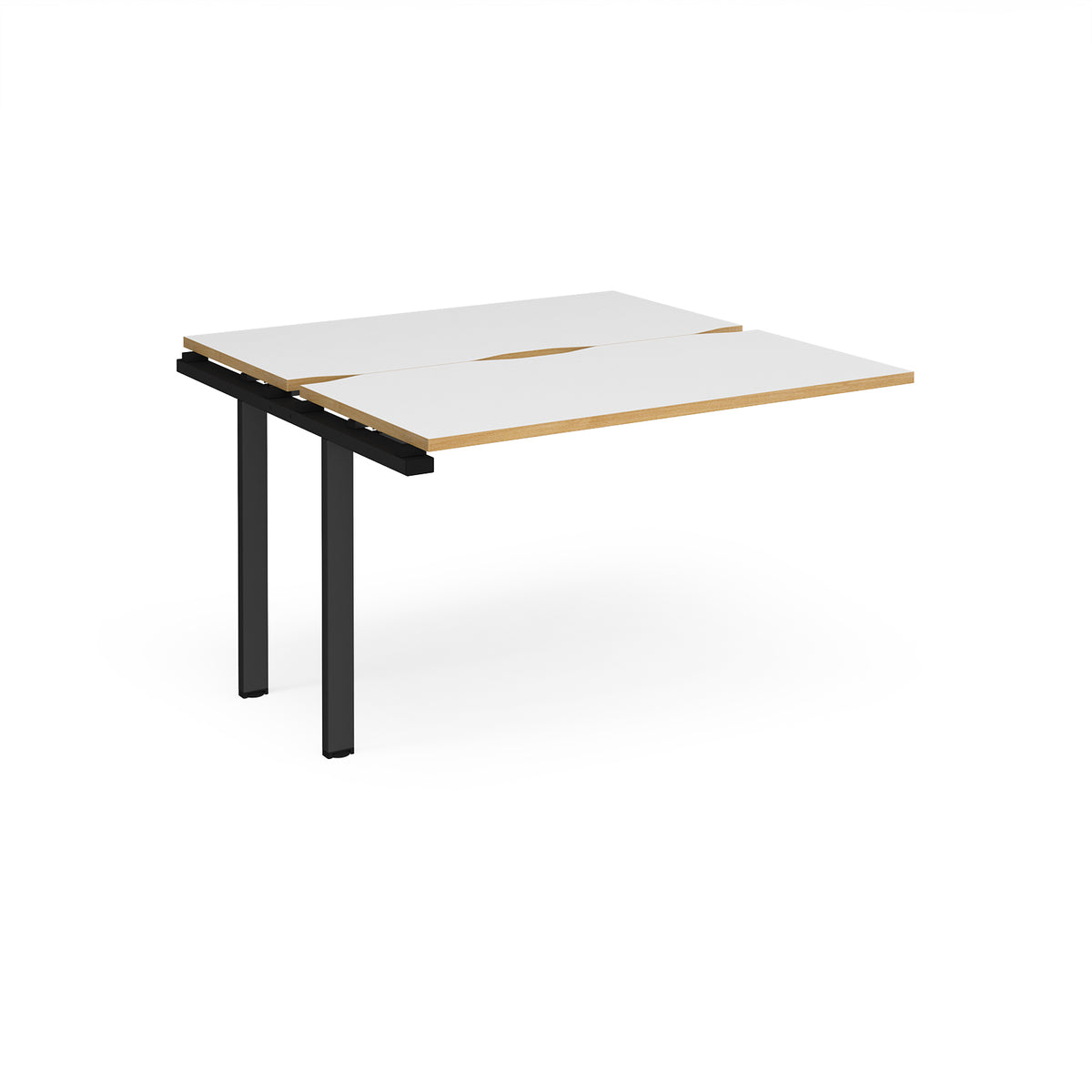 Adapt add on unit single 1200mm x 1200mm - black frame, White Top with oak edging - view 1
