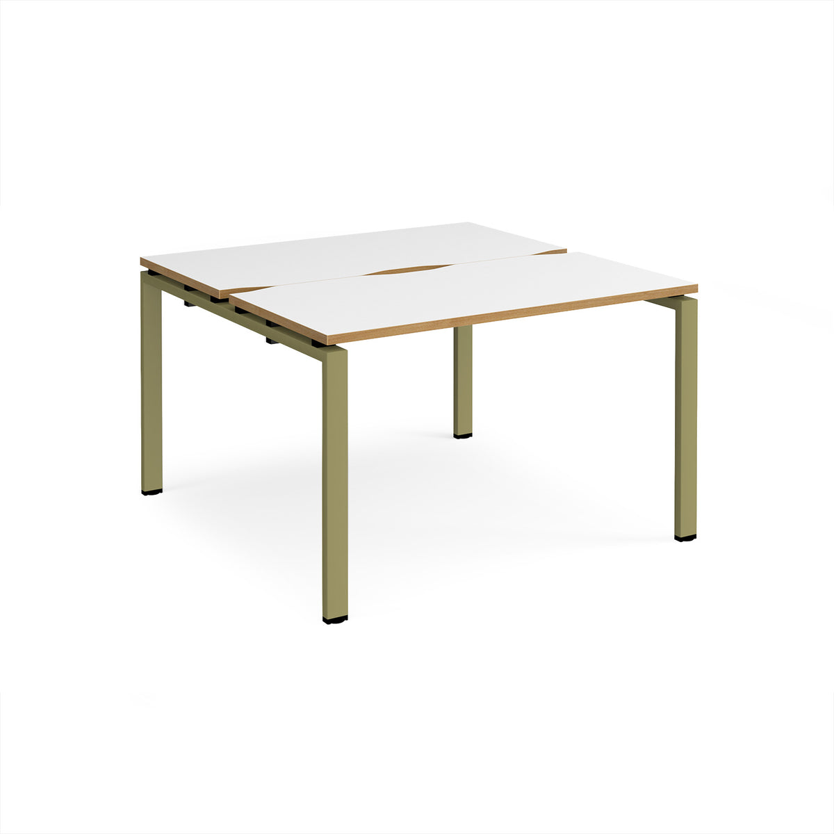 Adapt back to back desks 1200mm x 1200mm - green frame, White Top, oak edge - view 1