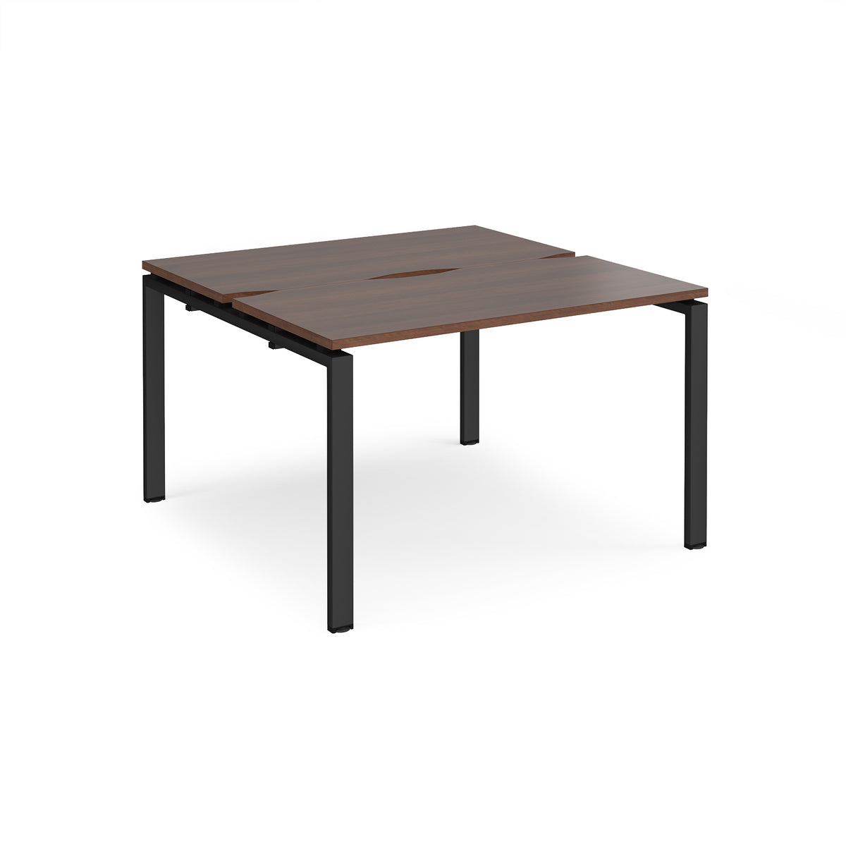 Adapt back to back desks 1200mm x 1200mm - black frame, Walnut top - view 1