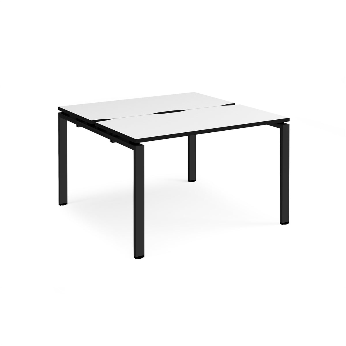 Adapt back to back desks 1200mm x 1200mm - black frame, White Top, black edge - view 1