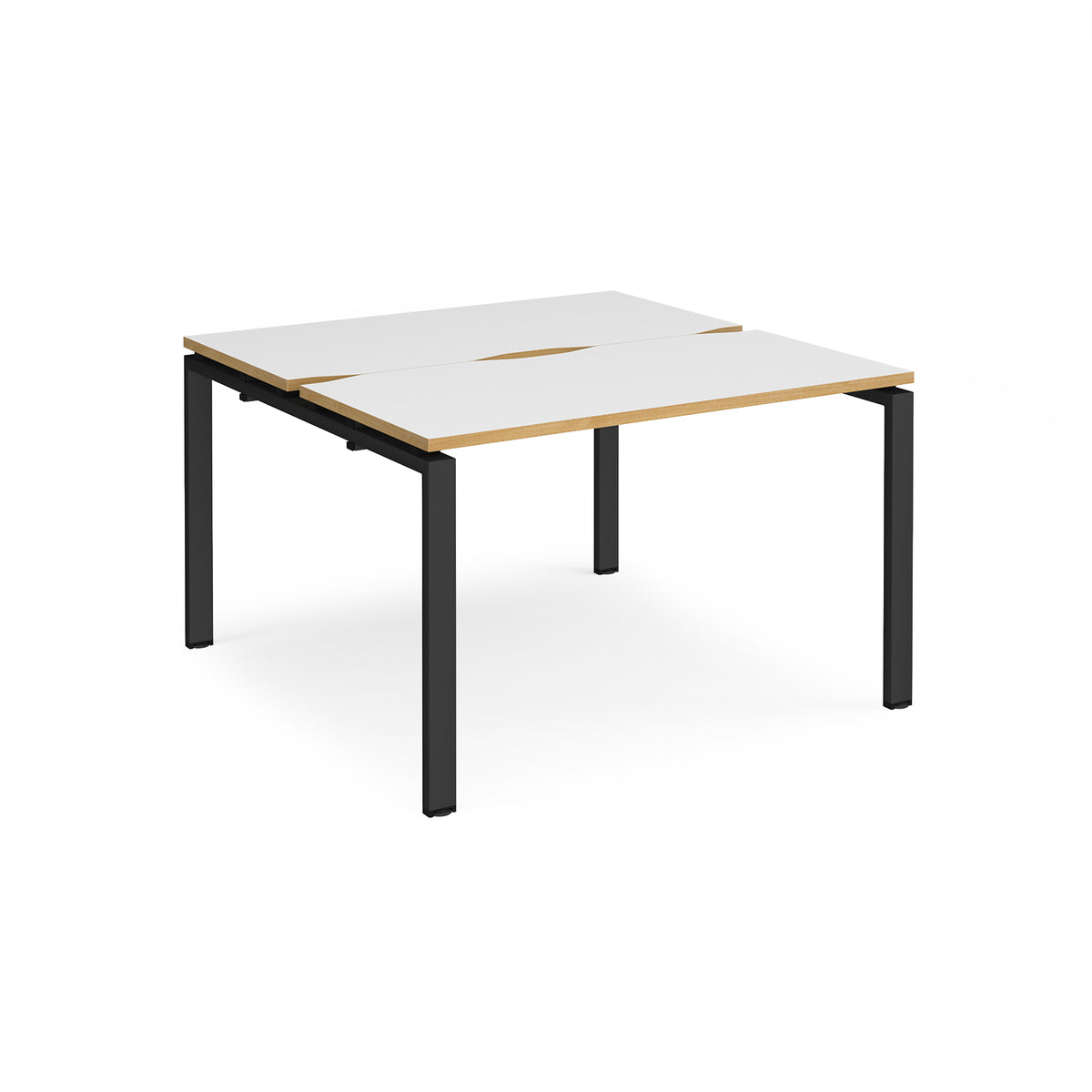 Adapt back to back desks 1200mm x 1200mm - black frame, White Top with oak edging - view 1