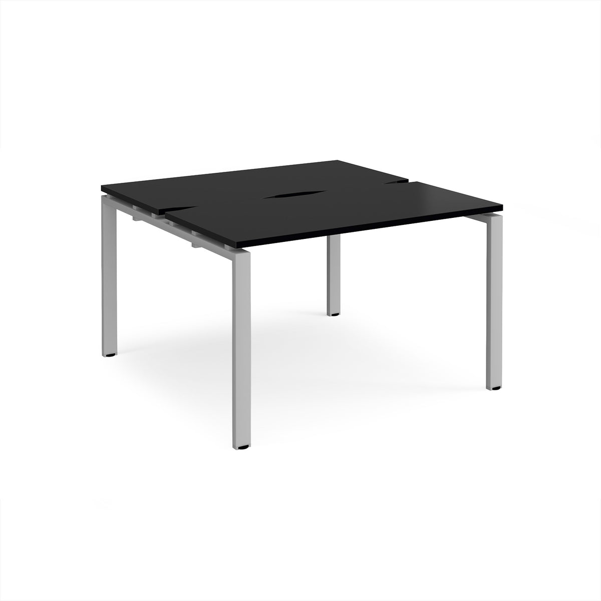 Adapt back to back desks 1200mm x 1200mm - silver frame, black top - view 1