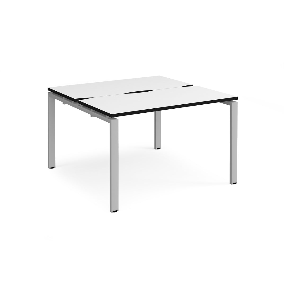 Adapt back to back desks 1200mm x 1200mm - silver frame, White Top, black edge - view 1