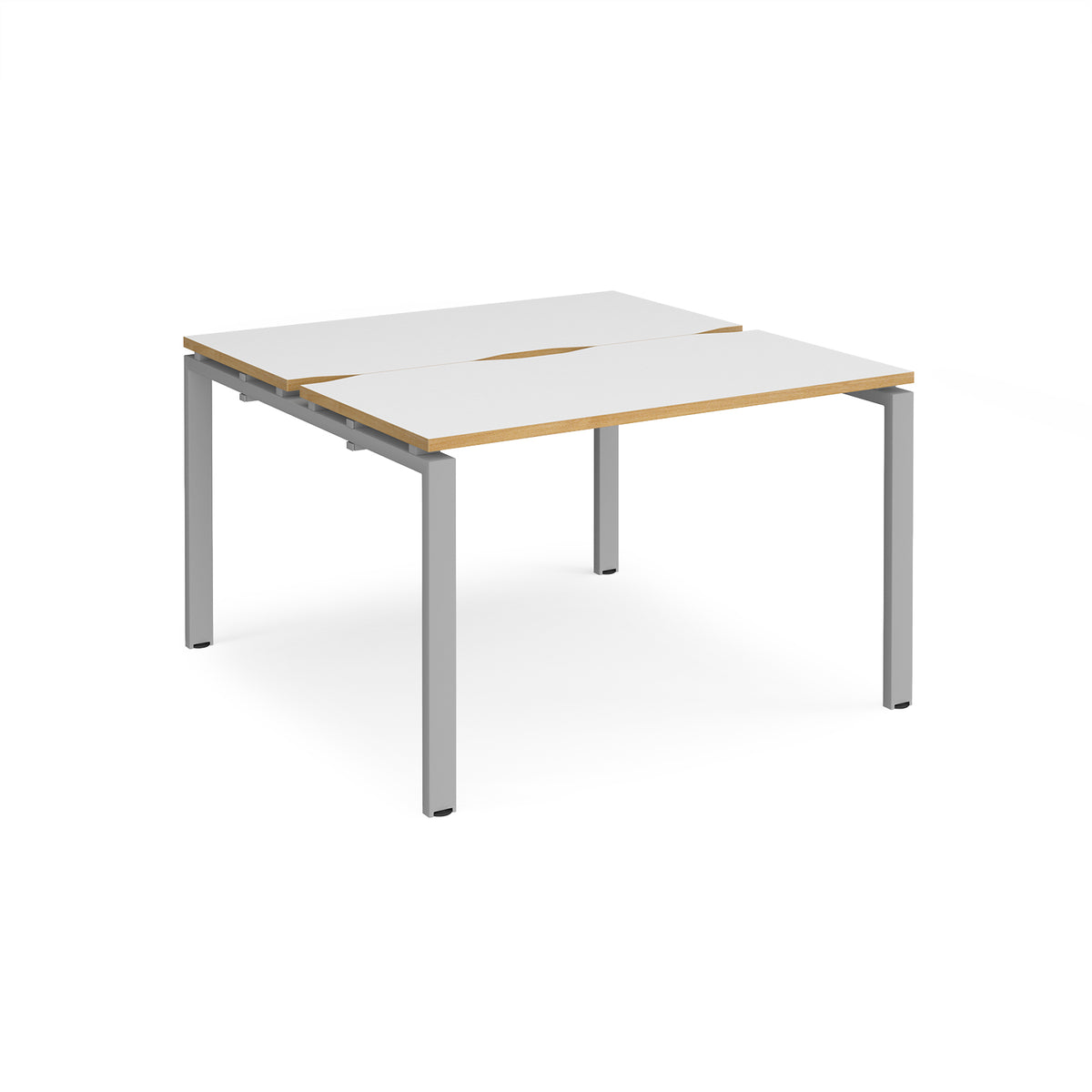 Adapt back to back desks 1200mm x 1200mm - silver frame, White Top with oak edging - view 1