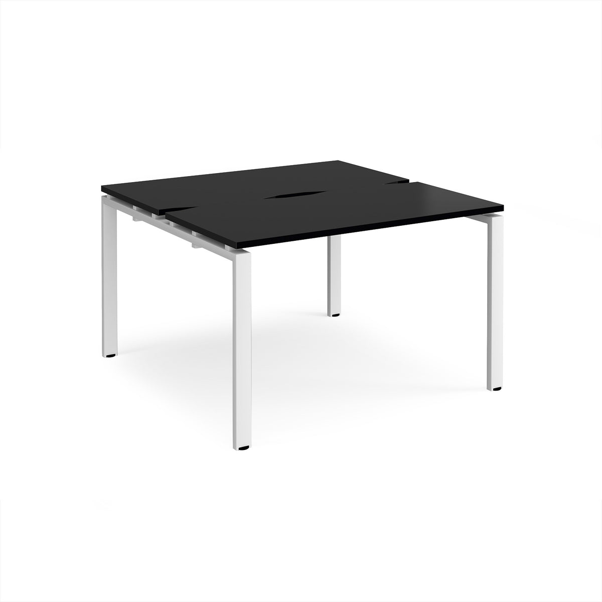 Adapt back to back desks 1200mm x 1200mm - white frame, black top - view 1