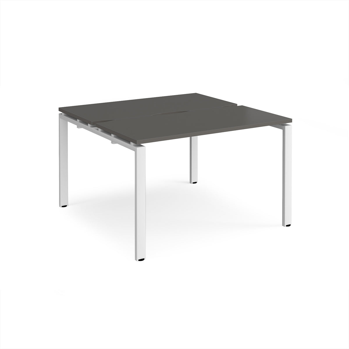 Adapt back to back desks 1200mm x 1200mm - white frame, storm grey top - view 1