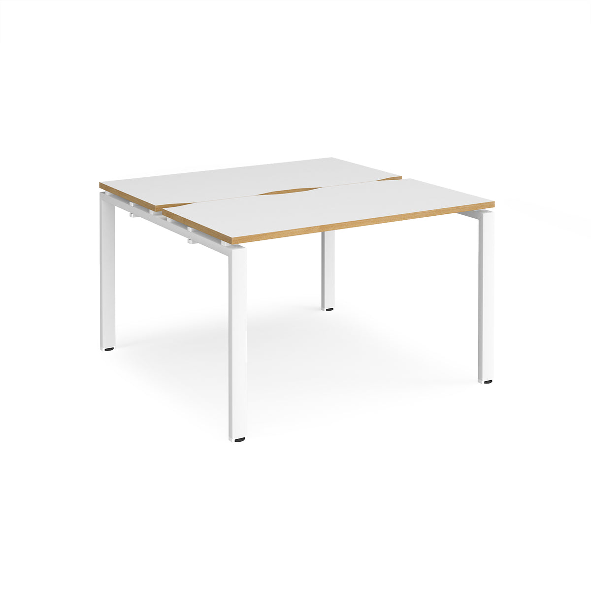 Adapt back to back desks 1200mm x 1200mm - white frame, White Top with oak edging - view 1