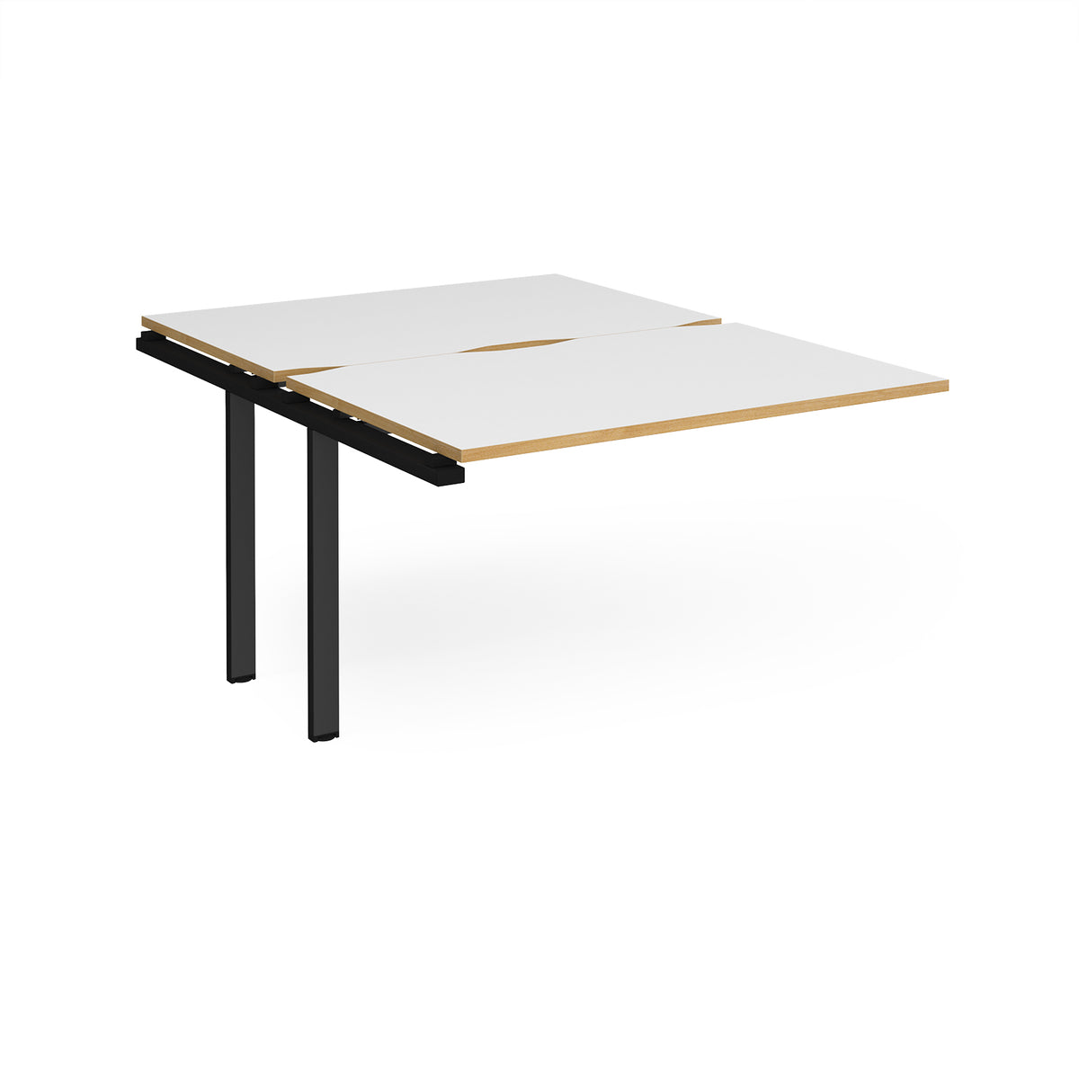 Adapt add on unit single 1200mm x 1600mm - black frame, White Top with oak edging - view 1