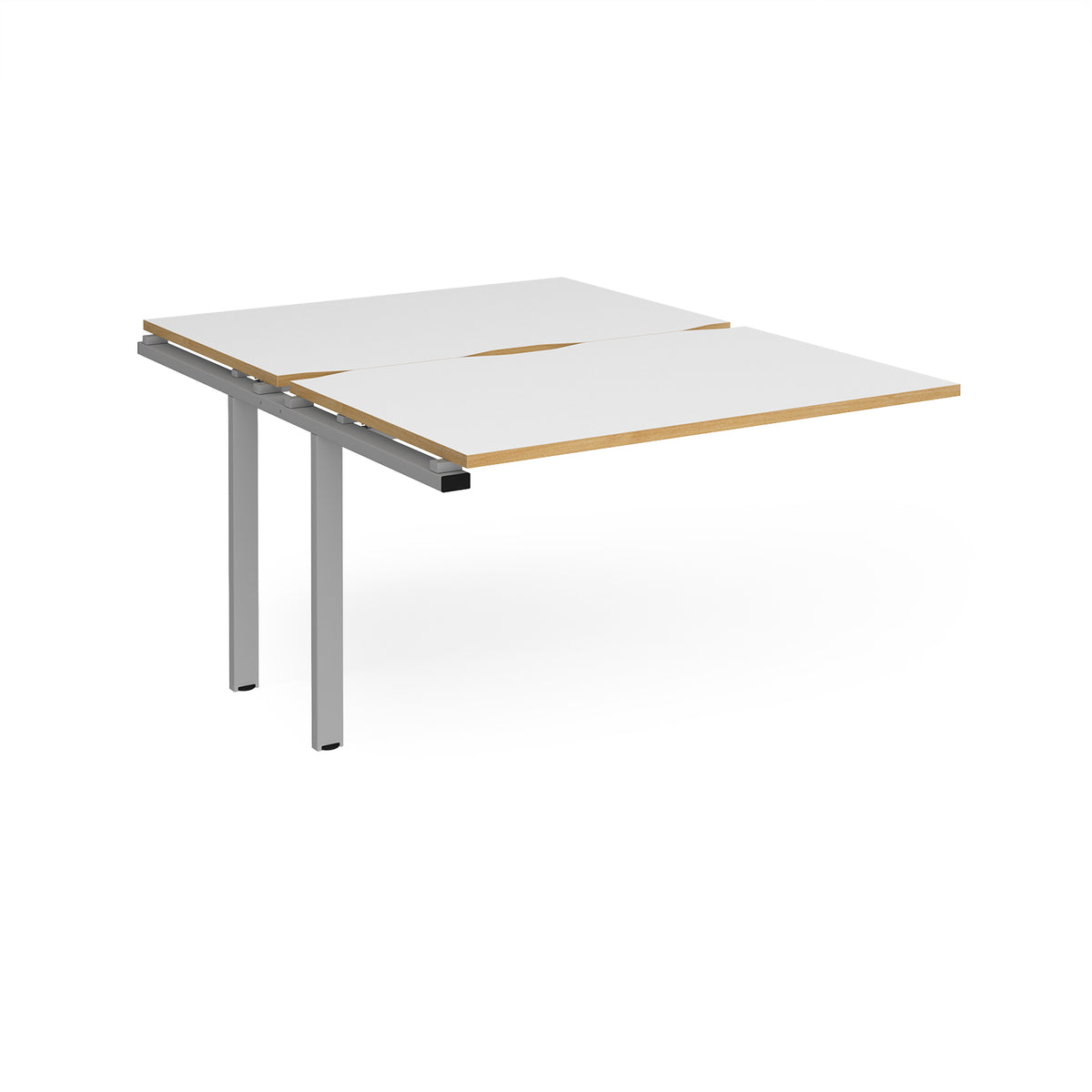 Adapt add on unit single 1200mm x 1600mm - silver frame, White Top with oak edging - view 1