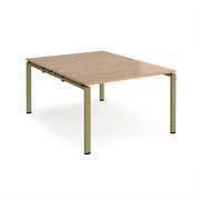 Adapt back to back desks 1200mm x 1600mm - green frame, Beech top - view 1