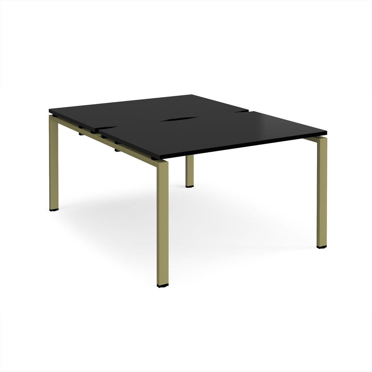 Adapt back to back desks 1200mm x 1600mm - green frame, black top - view 1