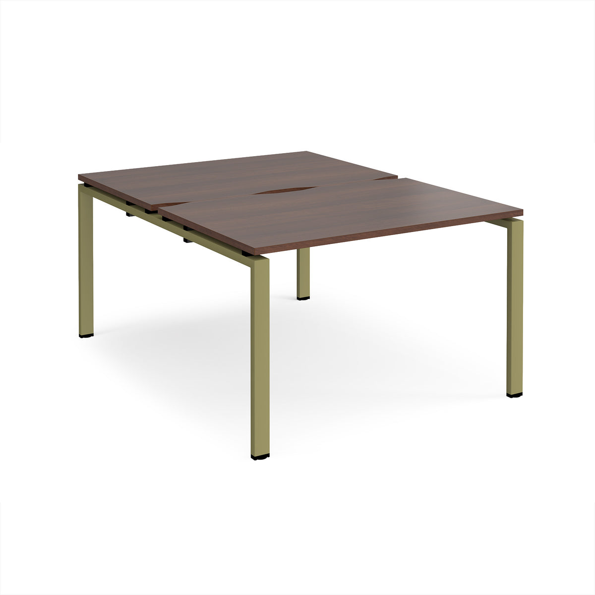 Adapt back to back desks 1200mm x 1600mm - green frame, Walnut top - view 1