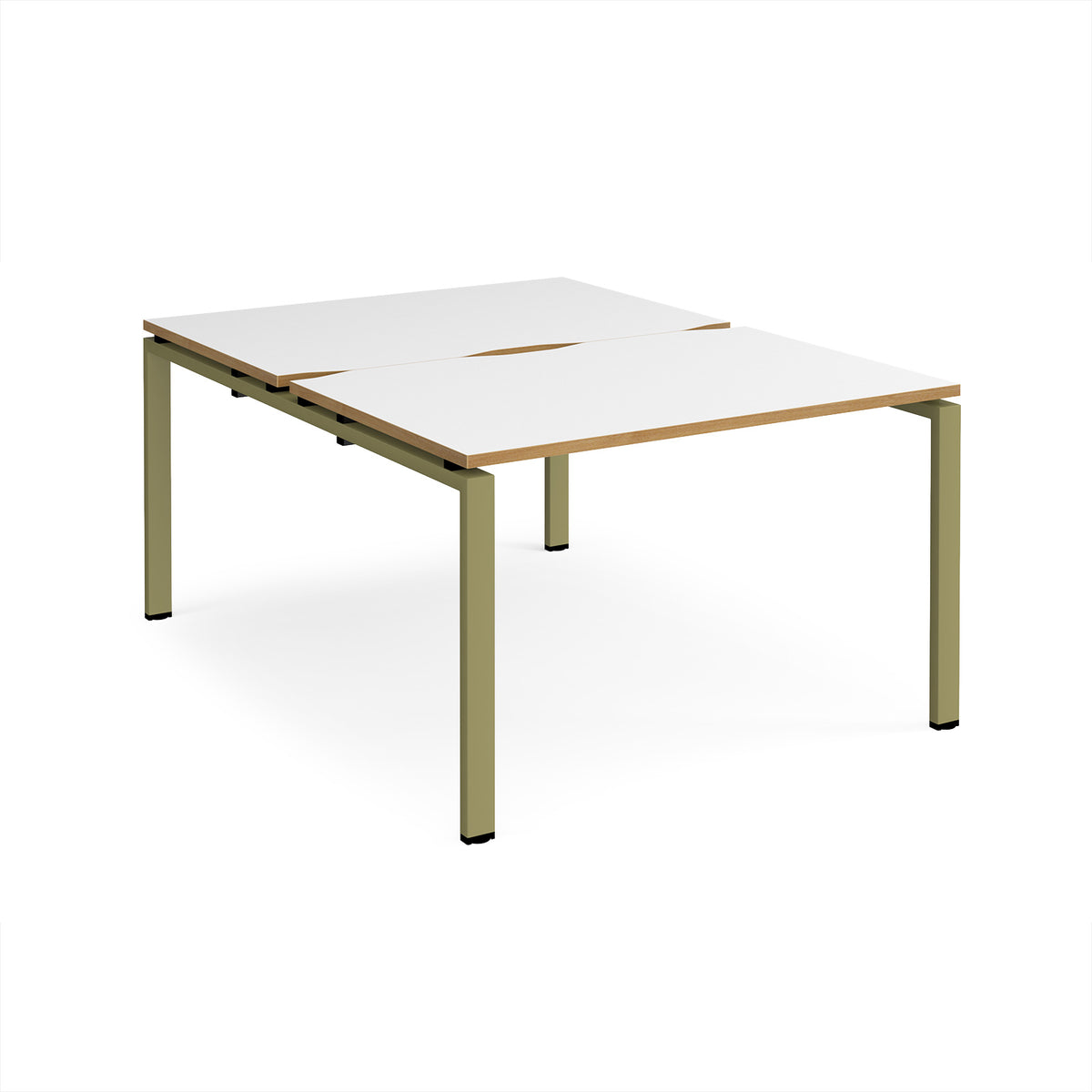 Adapt back to back desks 1200mm x 1600mm - green frame, White Top, oak edge - view 1