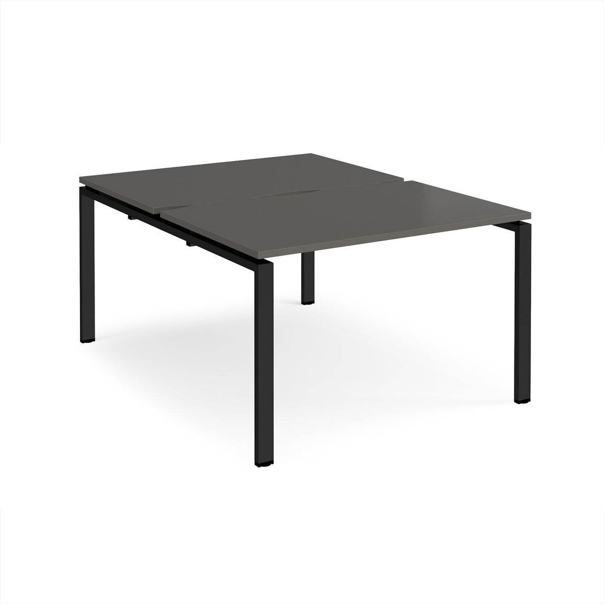 Adapt back to back desks 1200mm x 1600mm - black frame, storm grey top - view 1