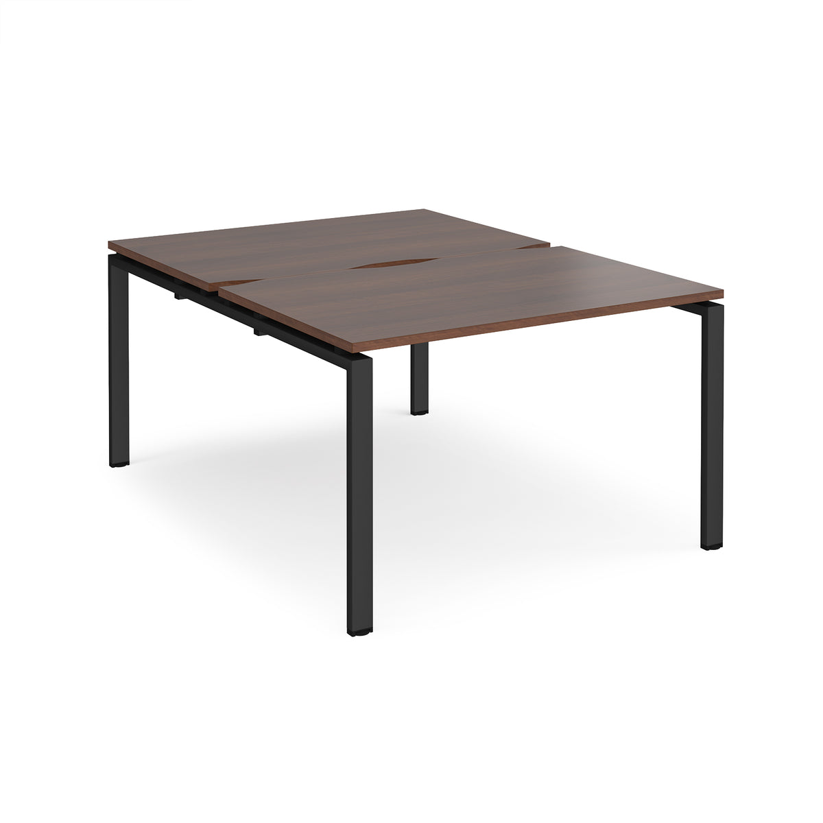 Adapt back to back desks 1200mm x 1600mm - black frame, Walnut top - view 1