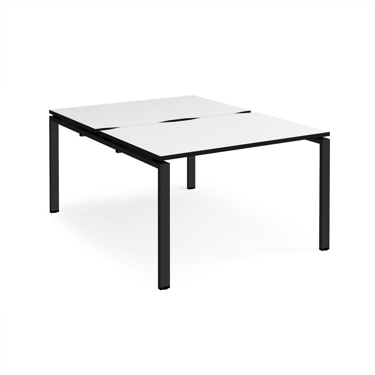 Adapt back to back desks 1200mm x 1600mm - black frame, White Top, black edge - view 1