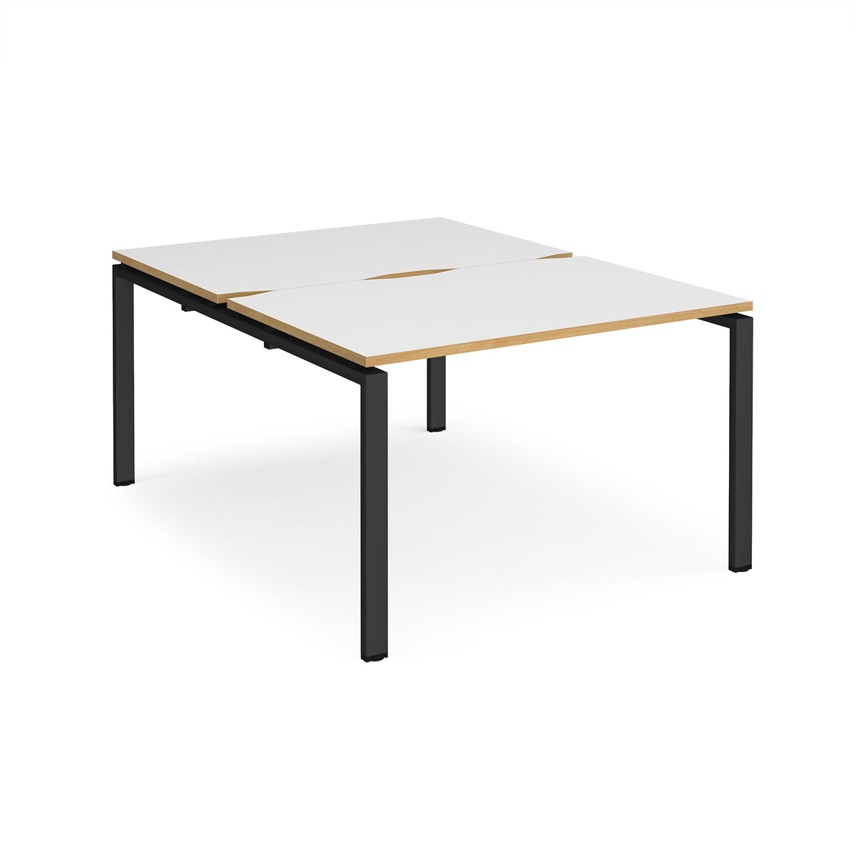 Adapt back to back desks 1200mm x 1600mm - black frame, White Top with oak edging - view 1