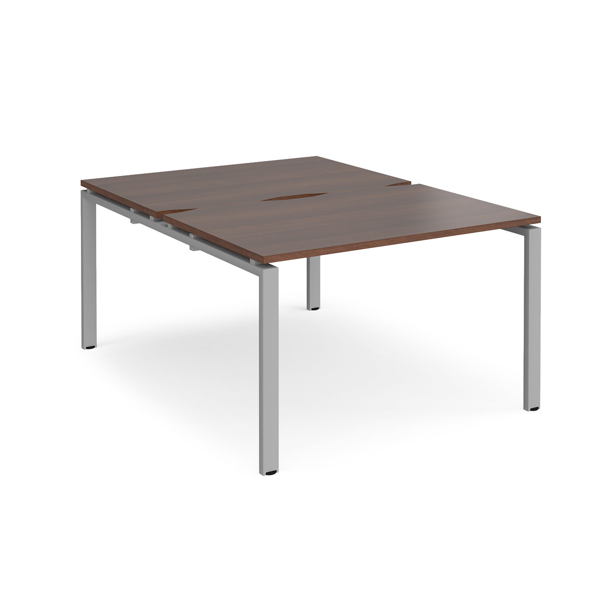 Adapt back to back desks 1200mm x 1600mm - silver frame, Walnut top - view 1