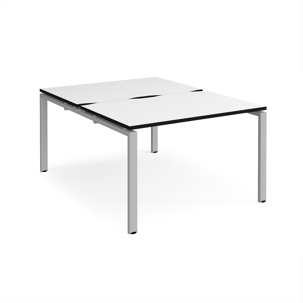 Adapt back to back desks 1200mm x 1600mm - silver frame, White Top, black edge - view 1