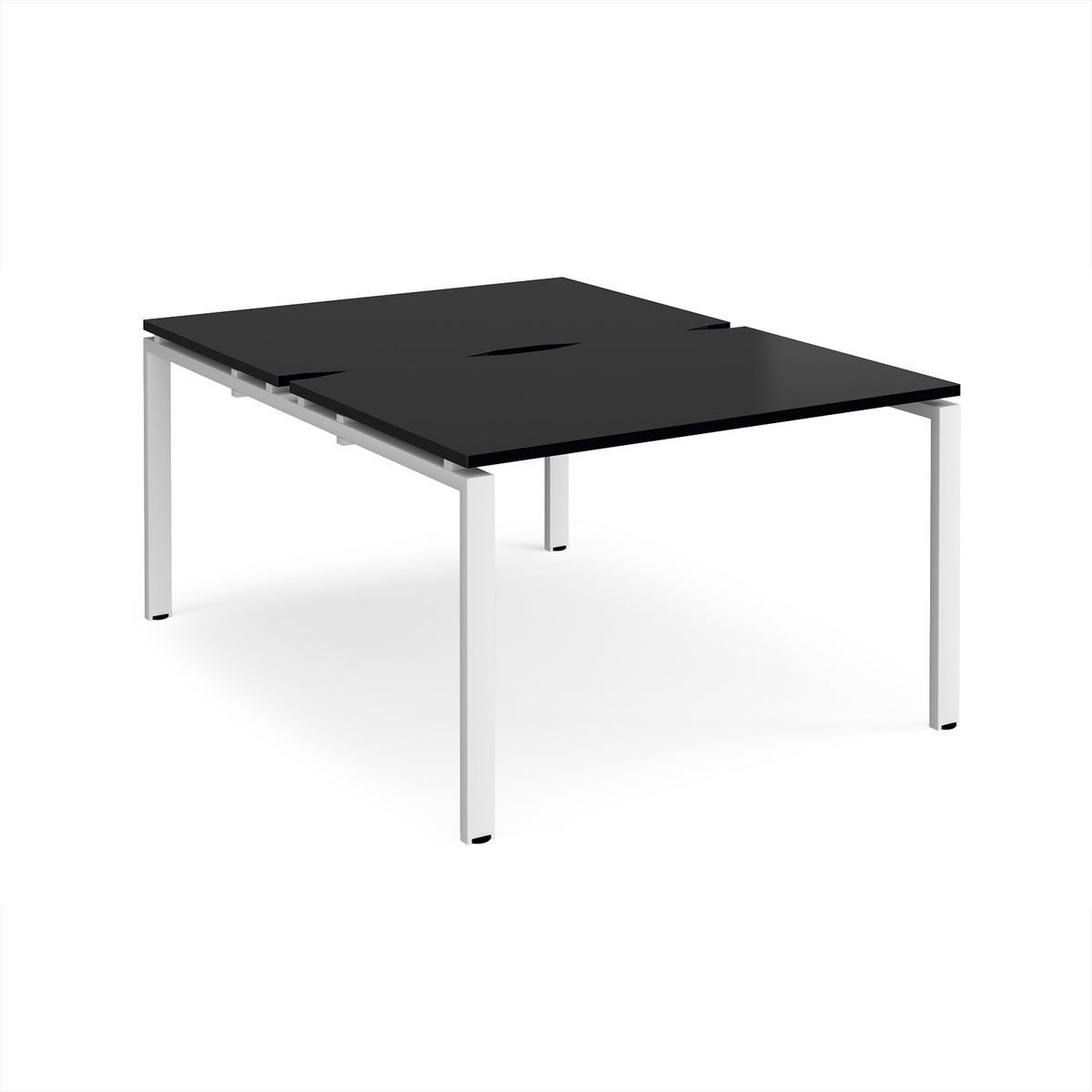 Adapt back to back desks 1200mm x 1600mm - white frame, black top - view 1