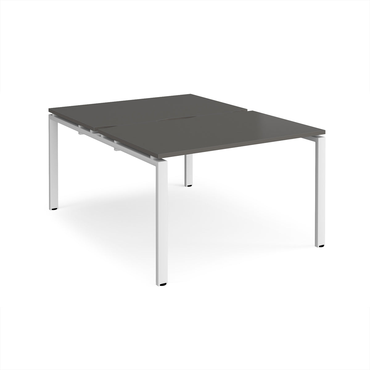 Adapt back to back desks 1200mm x 1600mm - white frame, storm grey top - view 1