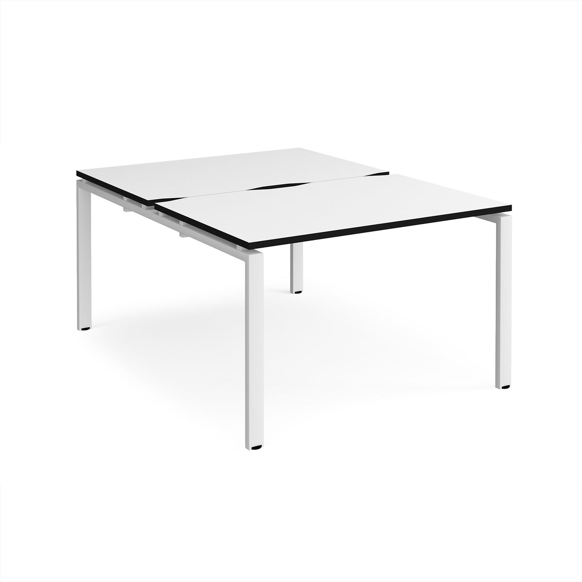 Adapt back to back desks 1200mm x 1600mm - white frame, White Top, black edge - view 1