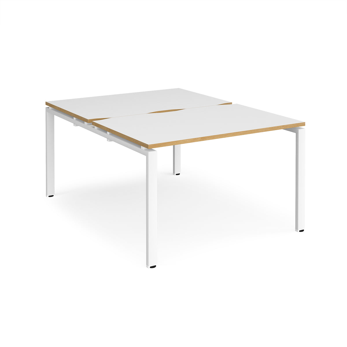 Adapt back to back desks 1200mm x 1600mm - white frame, White Top with oak edging - view 1