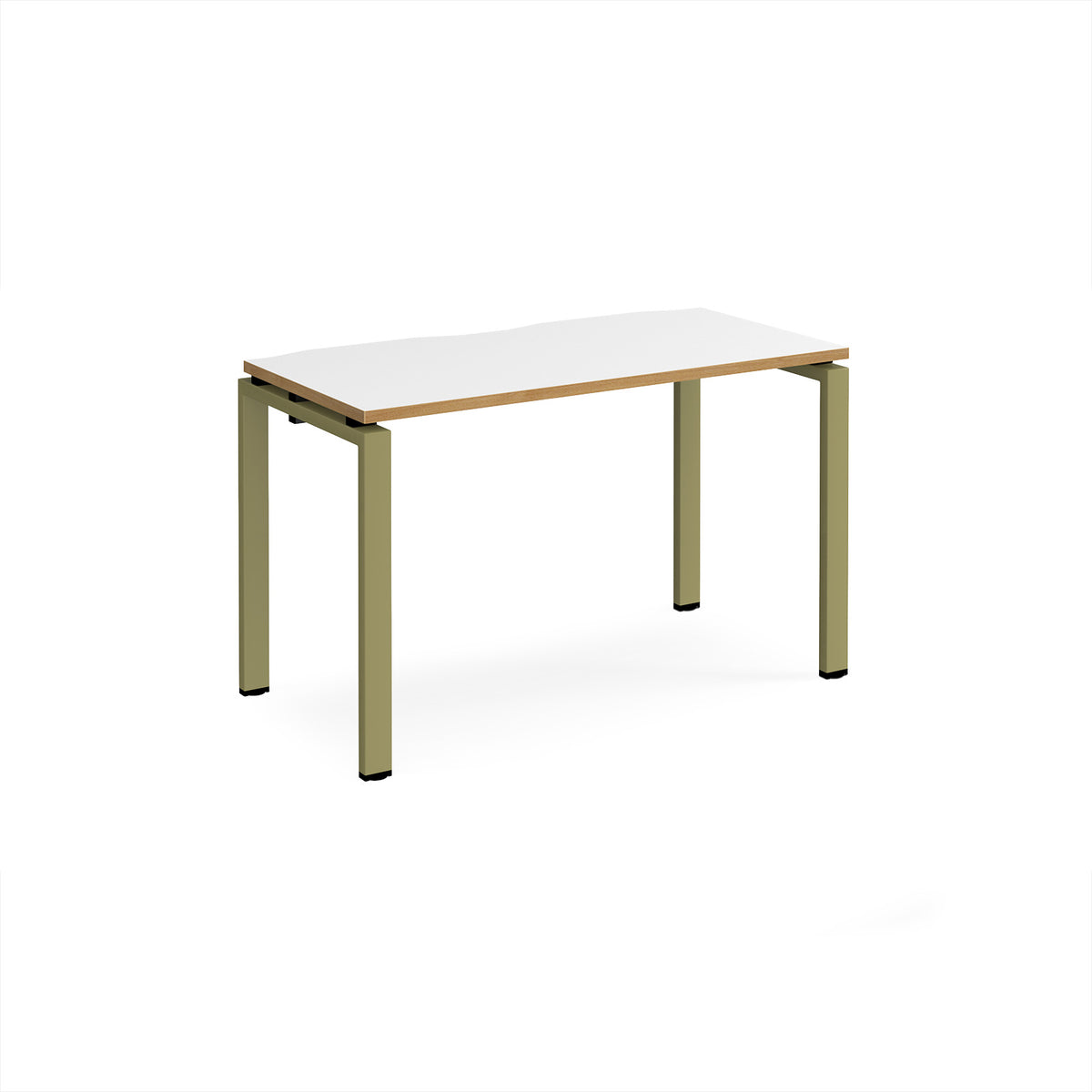 Adapt single desk 1200mm x 600mm - green frame, White Top, oak edge - view 1
