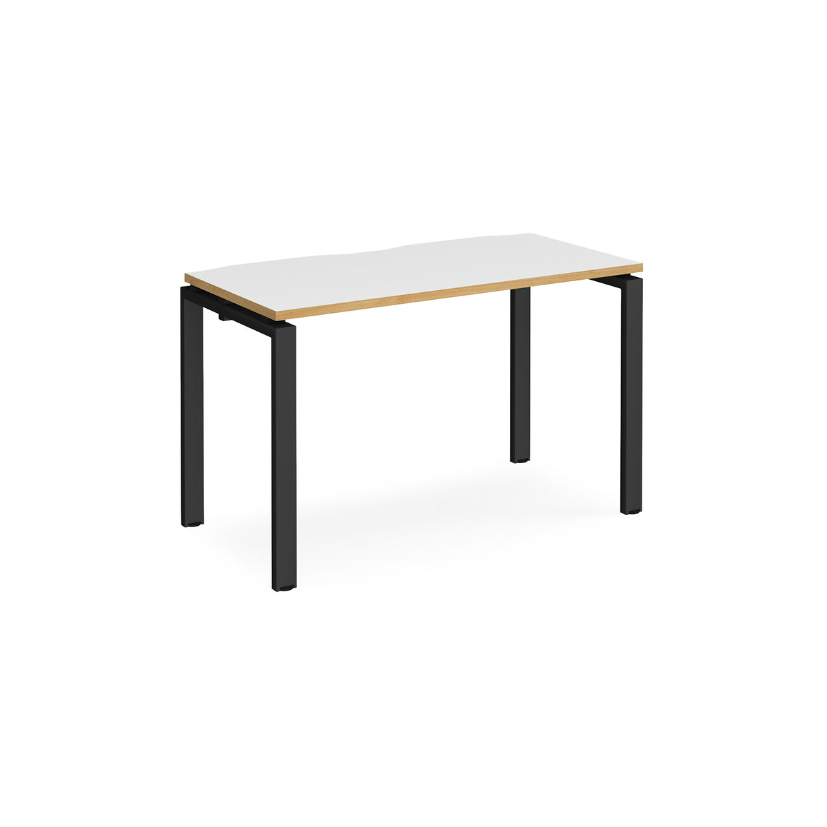 Adapt single desk 1200mm x 600mm - black frame, White Top with oak edging - view 1