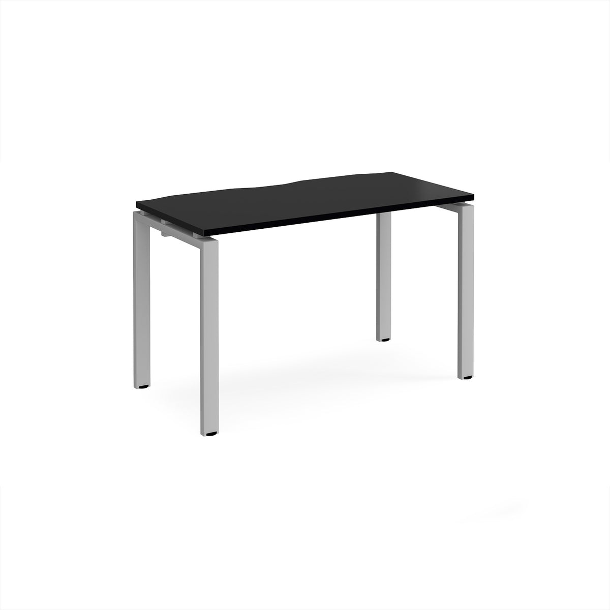 Adapt single desk 1200mm x 600mm - silver frame, black top - view 1