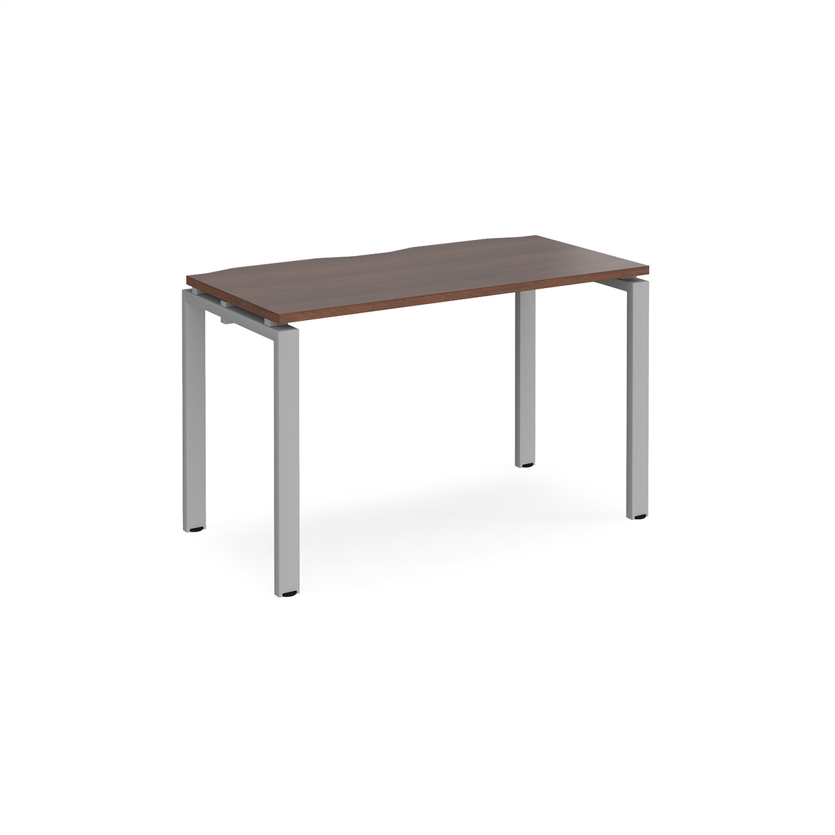 Adapt single desk 1200mm x 600mm - silver frame, Walnut top - view 1